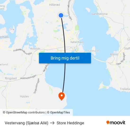 Vestervang (Sjælsø Allé) to Store Heddinge map