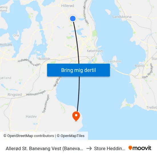 Allerød St. Banevang Vest (Banevang) to Store Heddinge map