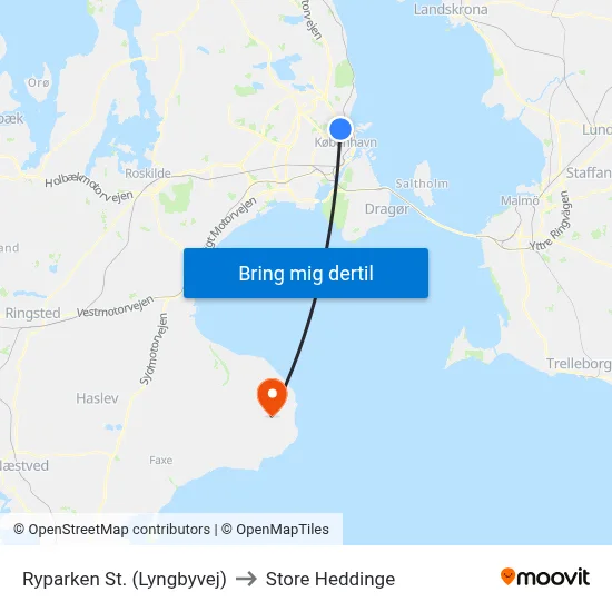 Ryparken St. (Lyngbyvej) to Store Heddinge map