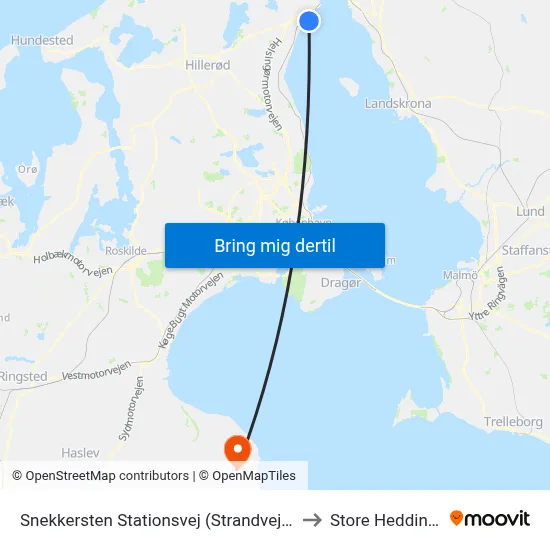 Snekkersten Stationsvej (Strandvejen) to Store Heddinge map