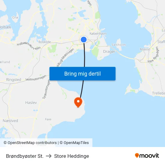 Brøndbyøster St. to Store Heddinge map