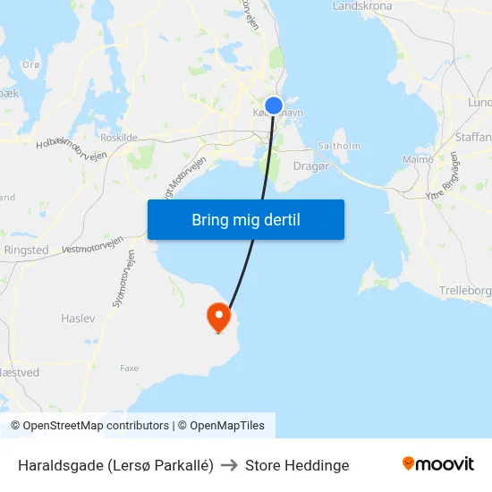 Haraldsgade (Lersø Parkallé) to Store Heddinge map