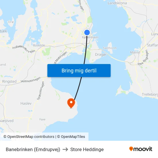 Banebrinken (Emdrupvej) to Store Heddinge map