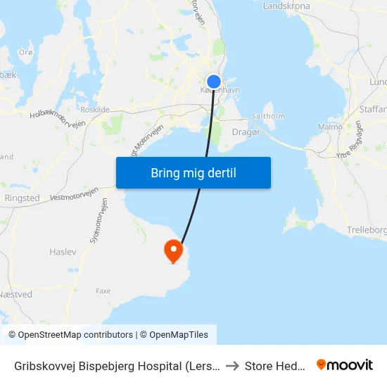 Gribskovvej Bispebjerg Hospital (Lersø Parkallé) to Store Heddinge map