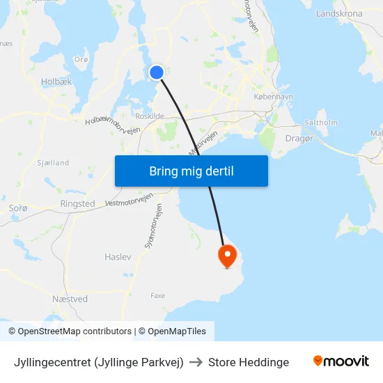 Jyllingecentret (Jyllinge Parkvej) to Store Heddinge map