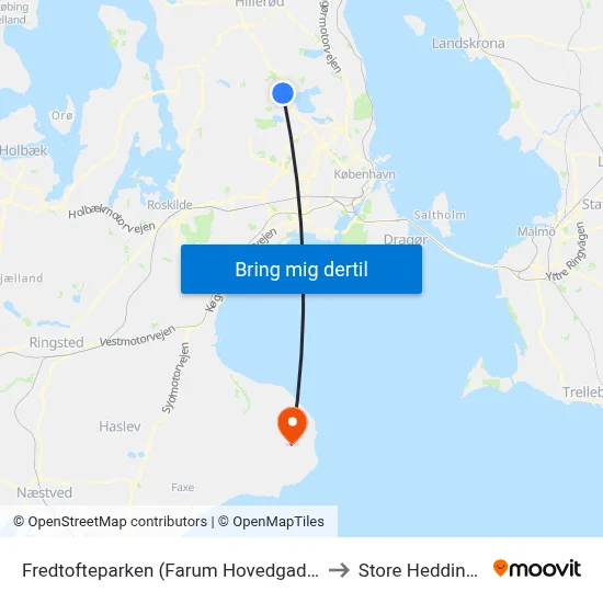 Fredtofteparken (Farum Hovedgade) to Store Heddinge map