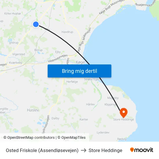 Osted Friskole (Assendløsevejen) to Store Heddinge map