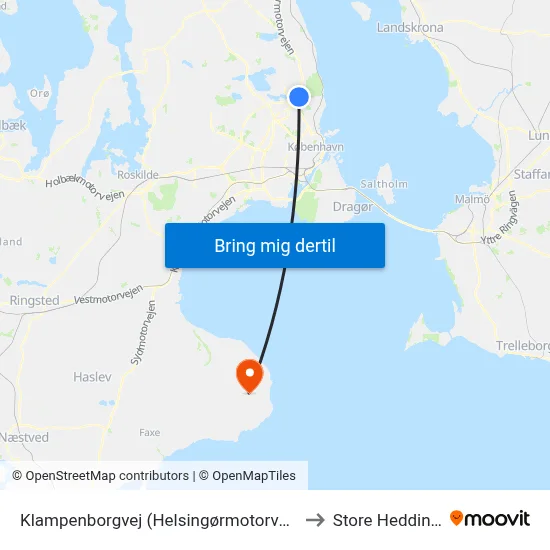 Klampenborgvej (Helsingørmotorvejen) to Store Heddinge map