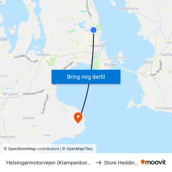 Helsingørmotorvejen (Klampenborgvej) to Store Heddinge map