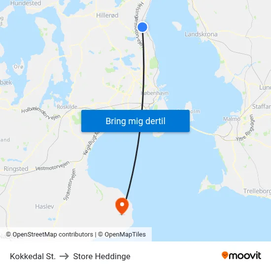 Kokkedal St. to Store Heddinge map