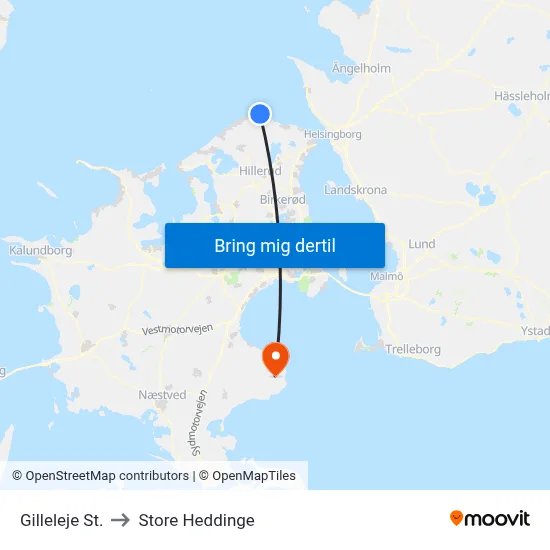Gilleleje St. to Store Heddinge map