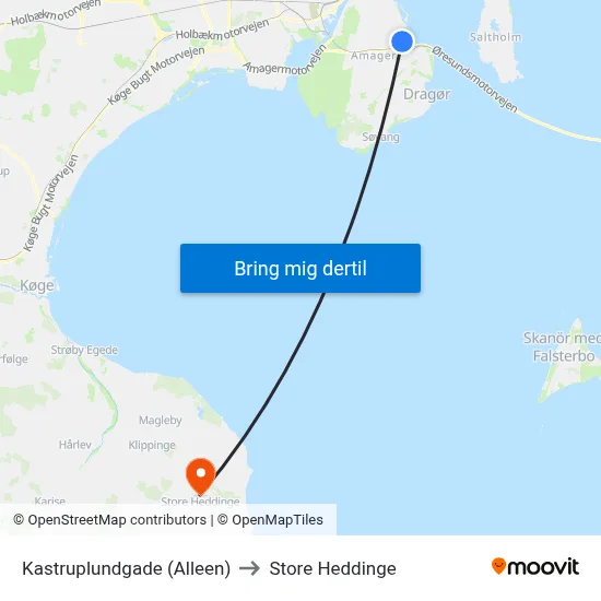 Kastruplundgade (Alleen) to Store Heddinge map