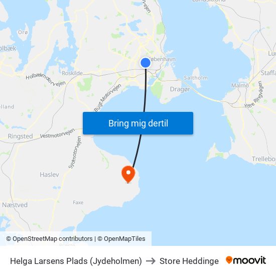 Helga Larsens Plads (Jydeholmen) to Store Heddinge map