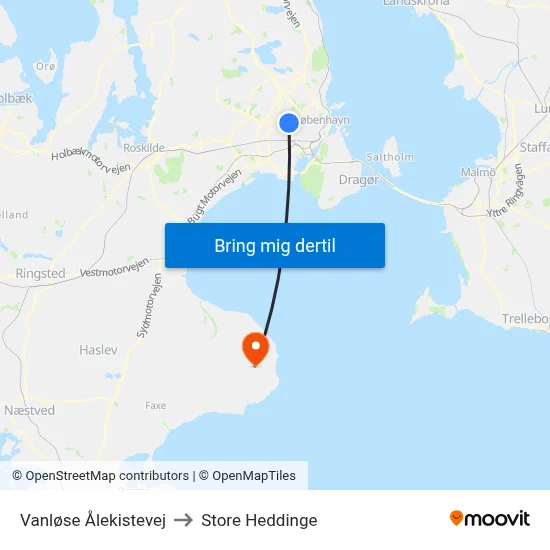 Vanløse Ålekistevej to Store Heddinge map