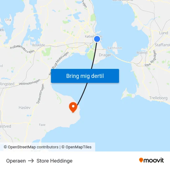 Operaen to Store Heddinge map