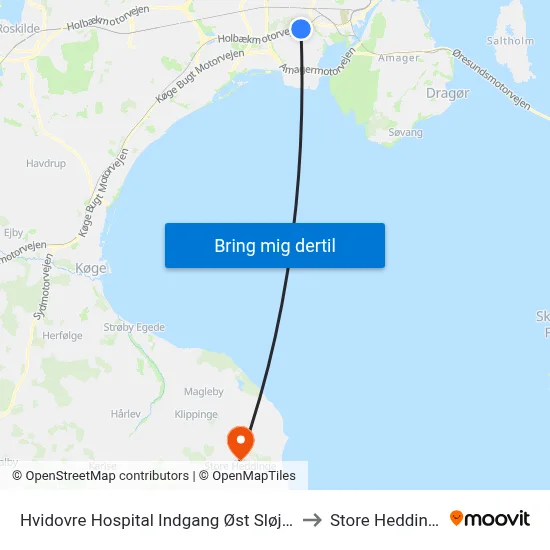 Hvidovre Hospital Indgang Øst Sløjfen to Store Heddinge map