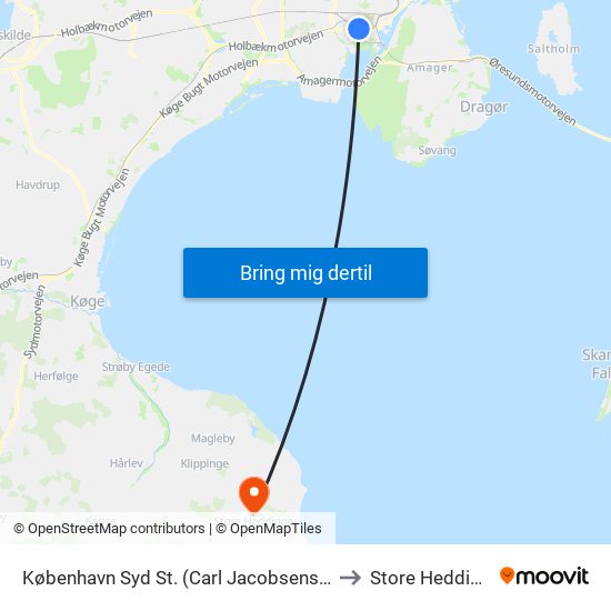 København Syd St. (Carl Jacobsens Vej) to Store Heddinge map
