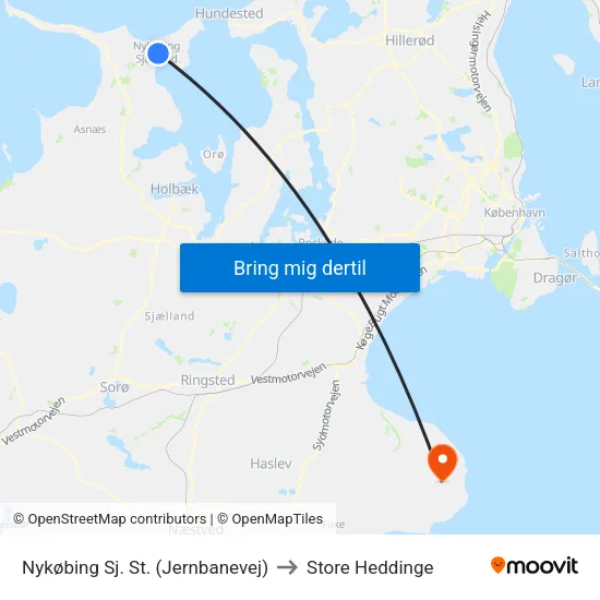 Nykøbing Sj. St. (Jernbanevej) to Store Heddinge map