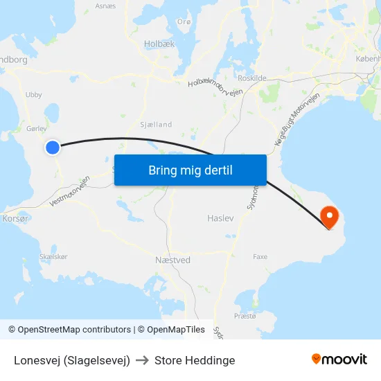 Lonesvej (Slagelsevej) to Store Heddinge map