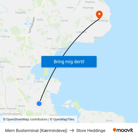 Mern Busterminal (Kærmindevej) to Store Heddinge map
