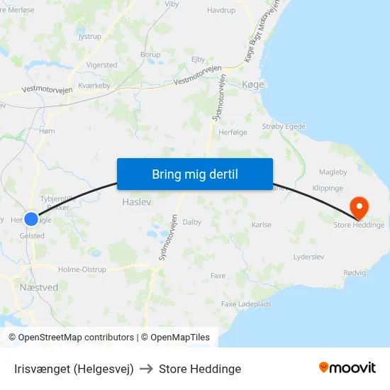 Irisvænget (Helgesvej) to Store Heddinge map