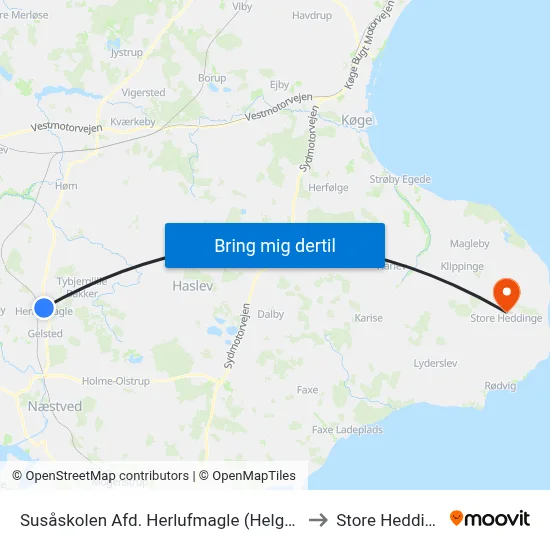 Susåskolen Afd. Herlufmagle (Helgesvej) to Store Heddinge map
