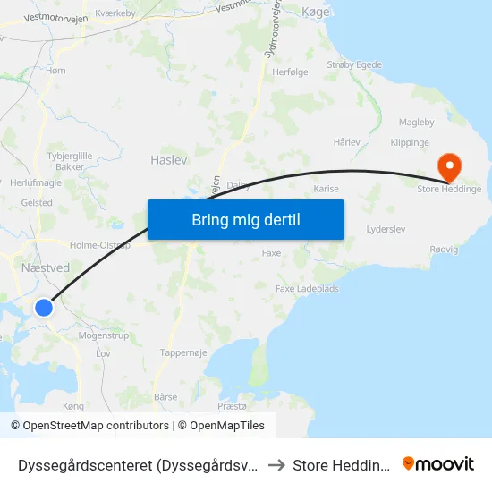 Dyssegårdscenteret (Dyssegårdsvej) to Store Heddinge map