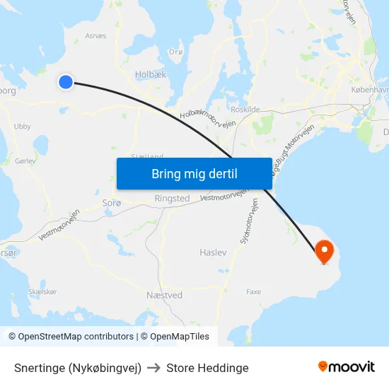 Snertinge (Nykøbingvej) to Store Heddinge map