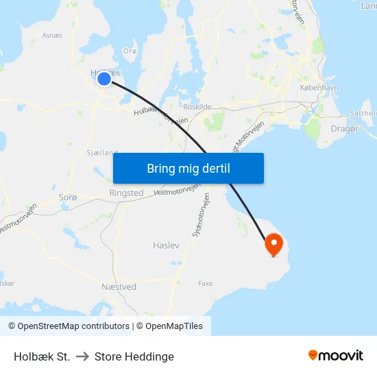 Holbæk St. to Store Heddinge map