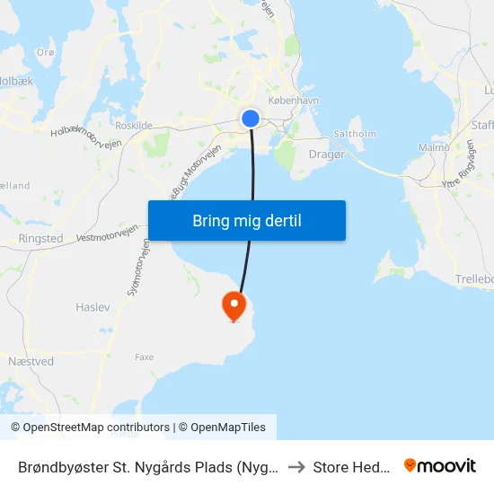 Brøndbyøster St. Nygårds Plads (Nygårds Plads) to Store Heddinge map