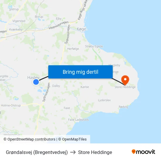 Grøndalsvej (Bregentvedvej) to Store Heddinge map