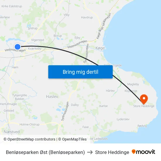 Benløseparken Øst (Benløseparken) to Store Heddinge map