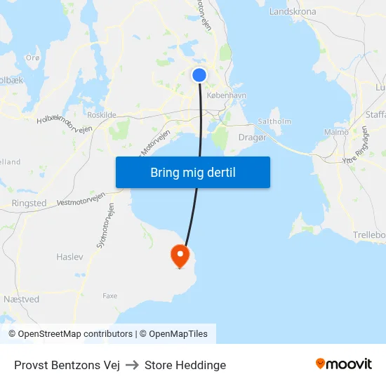 Provst Bentzons Vej to Store Heddinge map
