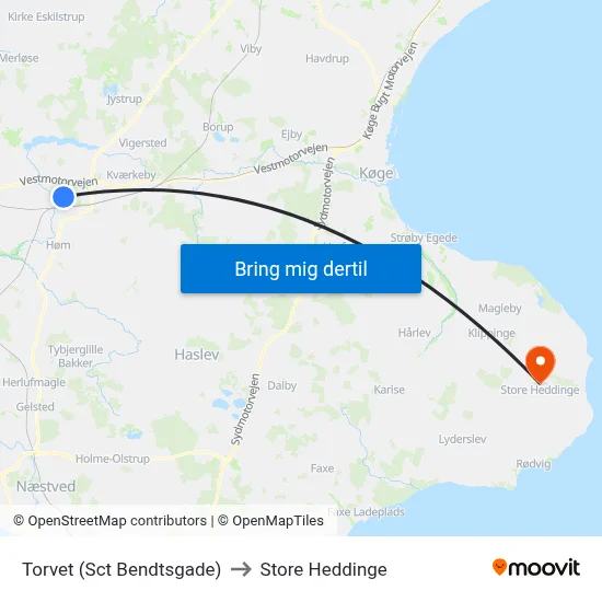 Torvet (Sct Bendtsgade) to Store Heddinge map