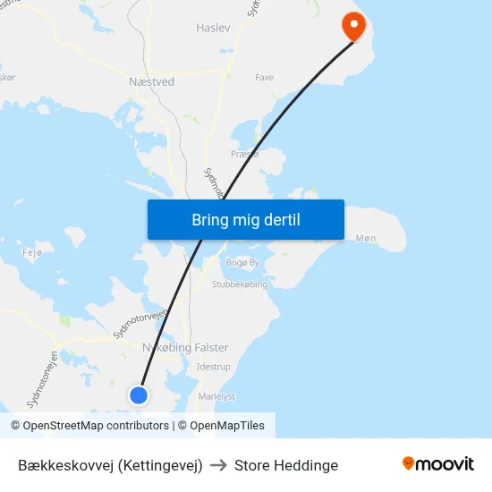 Bækkeskovvej (Kettingevej) to Store Heddinge map