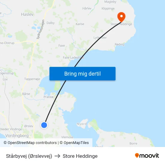 Stårbyvej (Ørslevvej) to Store Heddinge map