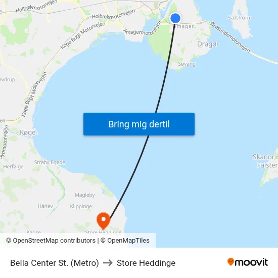 Bella Center St. (Metro) to Store Heddinge map