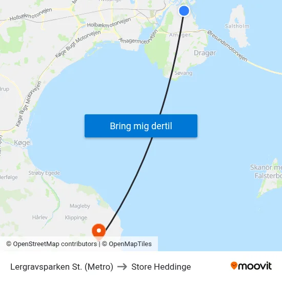 Lergravsparken St. (Metro) to Store Heddinge map