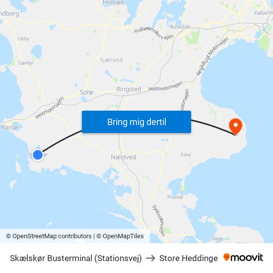 Skælskør Busterminal (Stationsvej) to Store Heddinge map