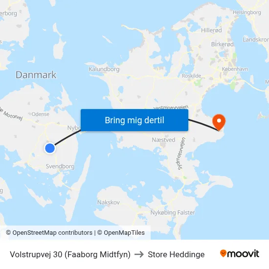 Volstrupvej 30 (Faaborg Midtfyn) to Store Heddinge map