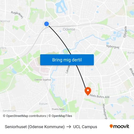 Seniorhuset (Odense Kommune) to UCL Campus map