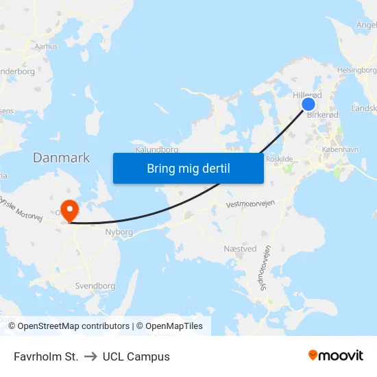 Favrholm St. to UCL Campus map
