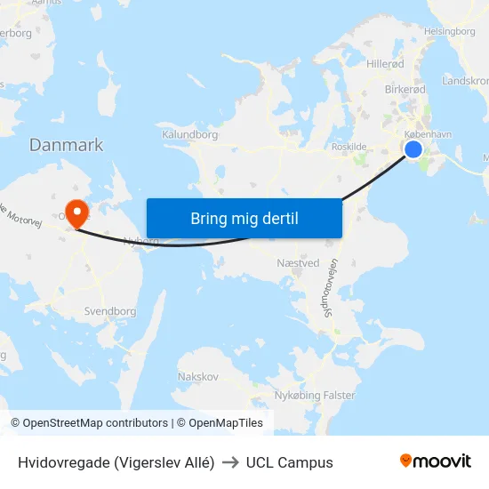 Hvidovregade (Vigerslev Allé) to UCL Campus map