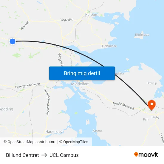 Billund Centret to UCL Campus map