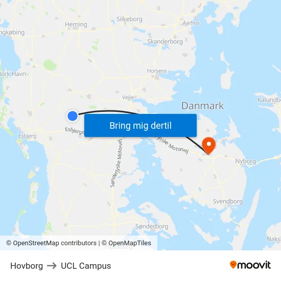 Hovborg to UCL Campus map