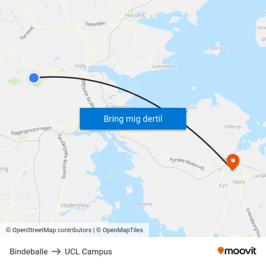 Bindeballe to UCL Campus map