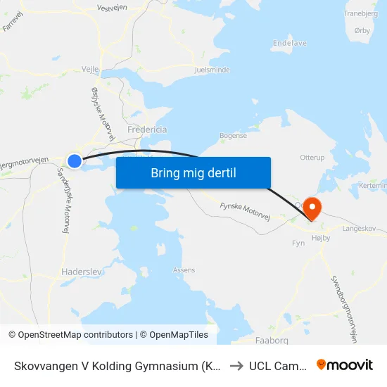 Skovvangen V Kolding Gymnasium (Kolding) to UCL Campus map