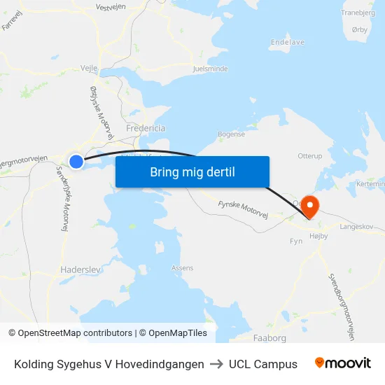 Kolding Sygehus V Hovedindgangen to UCL Campus map