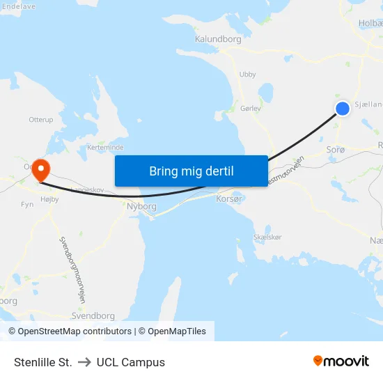 Stenlille St. to UCL Campus map