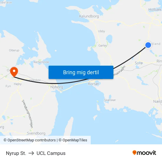 Nyrup St. to UCL Campus map